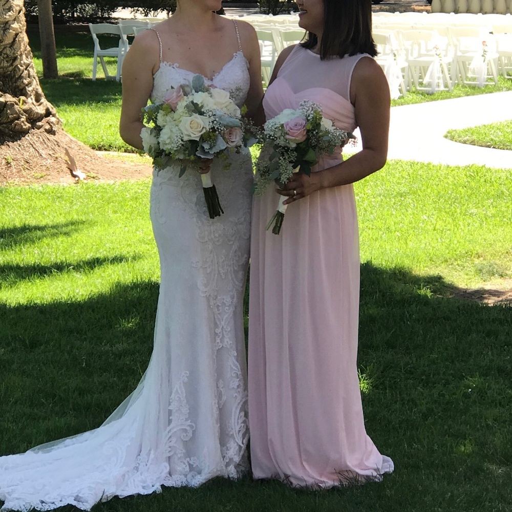 David’s Bridal Petal Pink Bridesmaid Dress